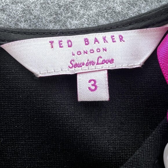 Ted Baker Womens 8 Dress Fit Flare Black Evening Sleeveless Cocktail Party NWT - Picture 3 of 15